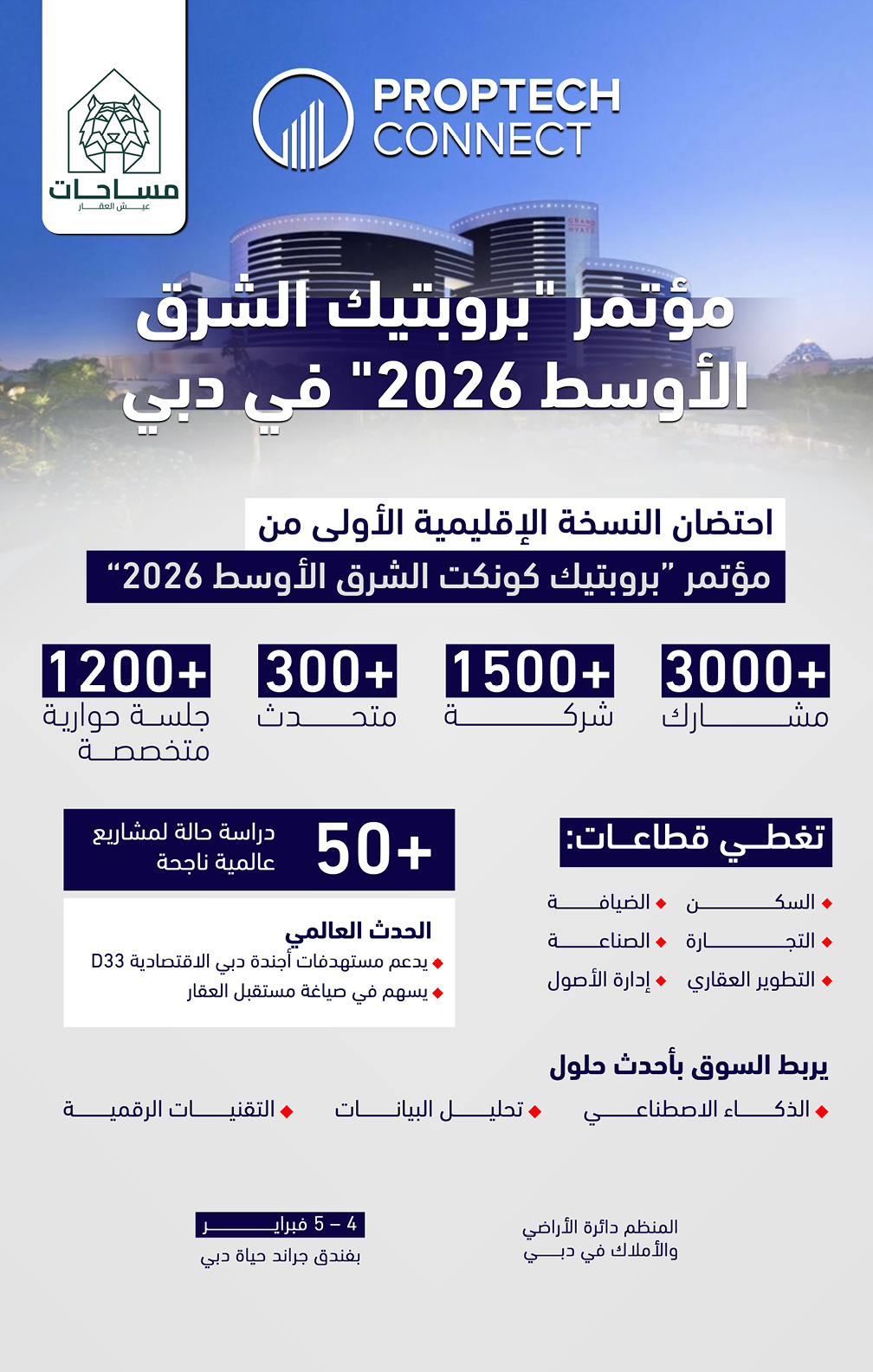 دبي تستعد لاستضافة القمة الإقليمية الأولى لتكنولوجيا العقارات في الشرق الأوسط فبراير المقبل